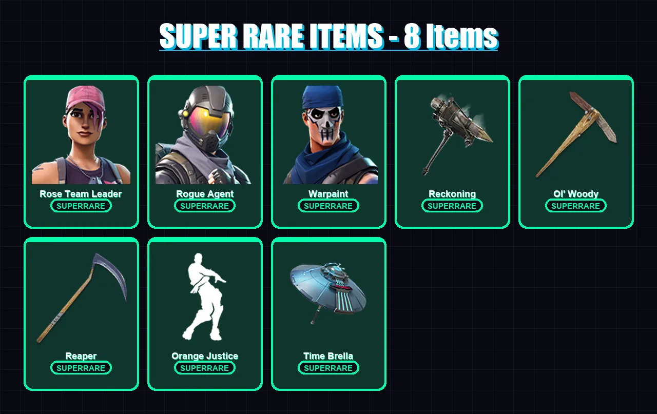 [PC/XBOX/PSN] | Rose Team Leader | Rogue Agent | Warpaint | Valor | Enforcer | 67 skin | 64 pickaxe | 40 emote | 48 glider | Lv643