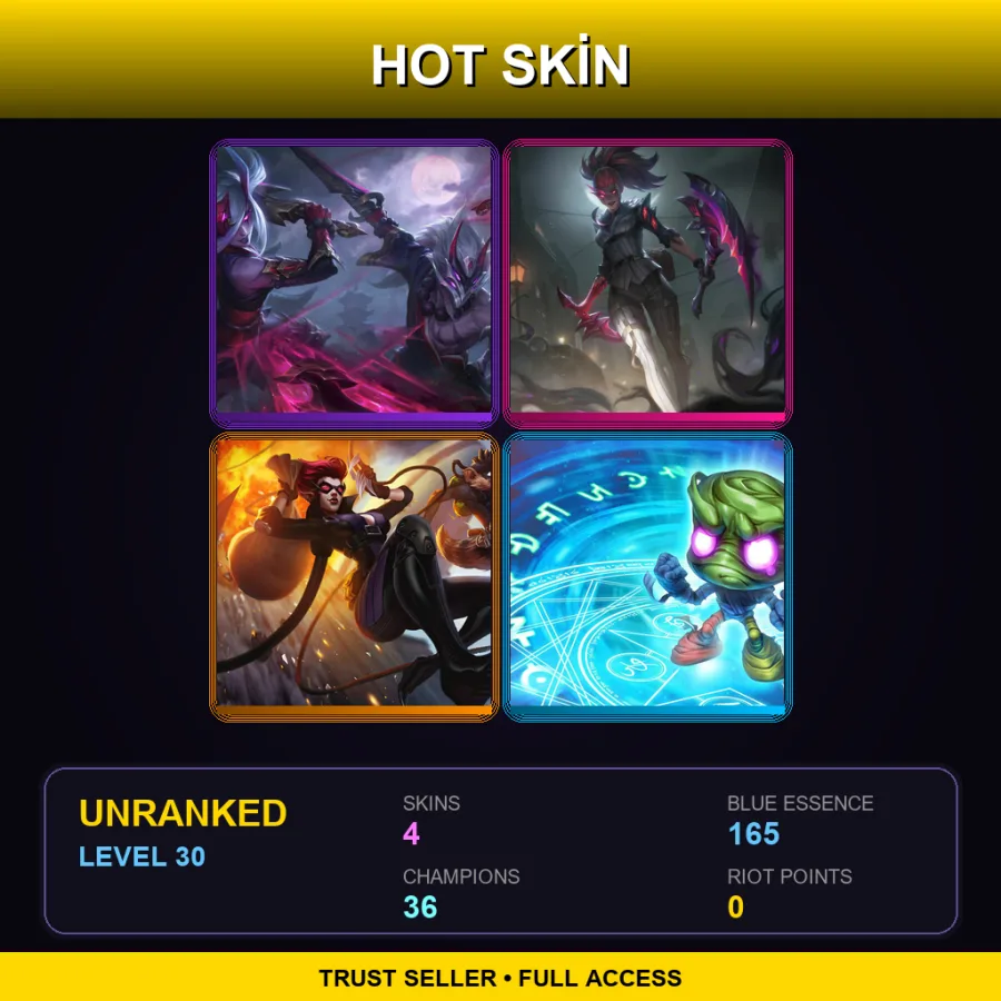 TR | Lv30 | Unranked | 4 Skin | 36 Champ