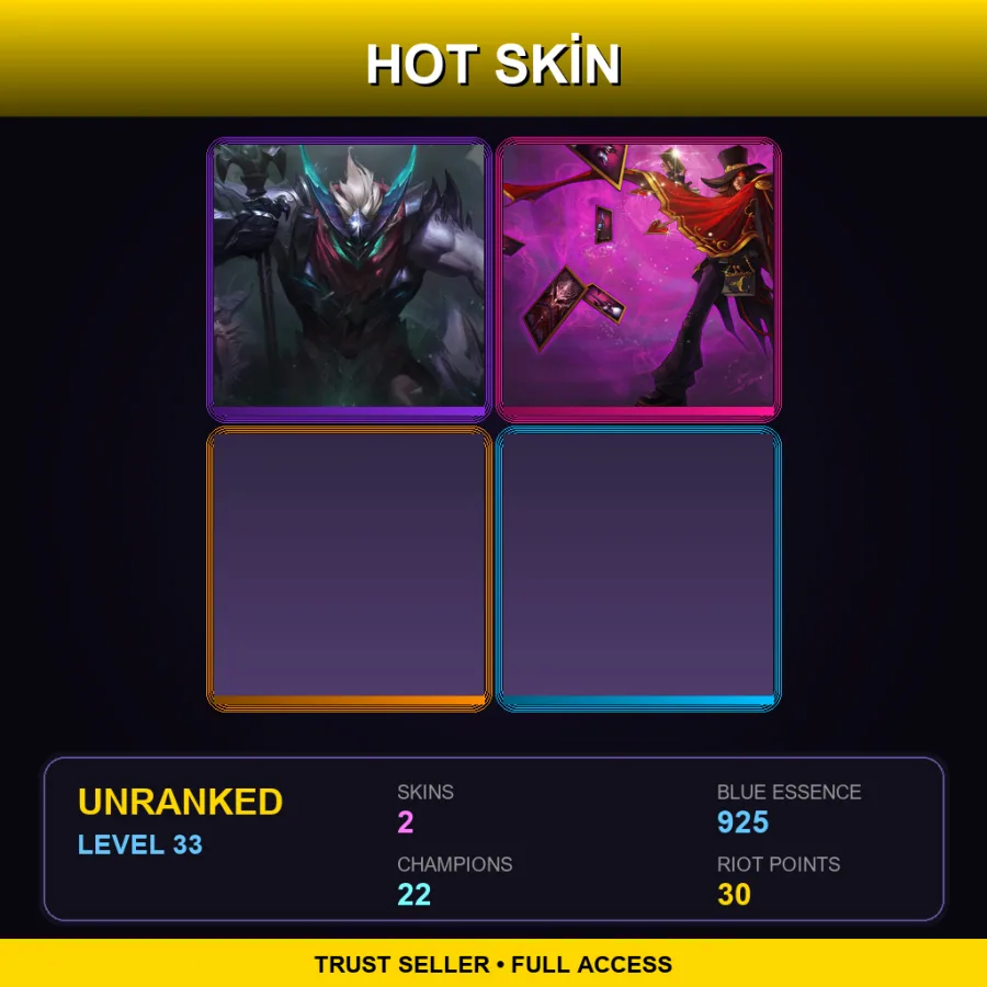 NA | Lv33 | Unranked | 2 Skin | 22 Champ — LoL account