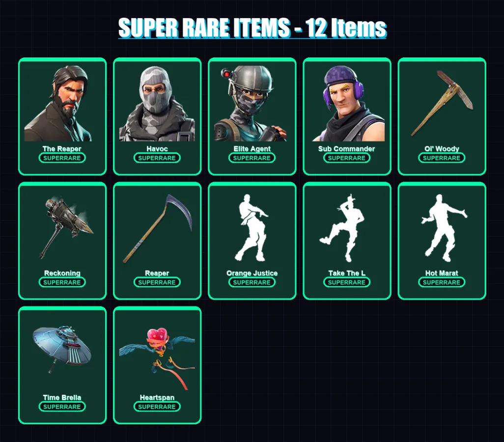 [PC/XBOX/PSN] | The Reaper | Havoc | Elite Agent | Sub Commander | Enforcer | 116 skin | 127 pickaxe | 136 emote | 91 glider | Lv1313 — Fortnite account