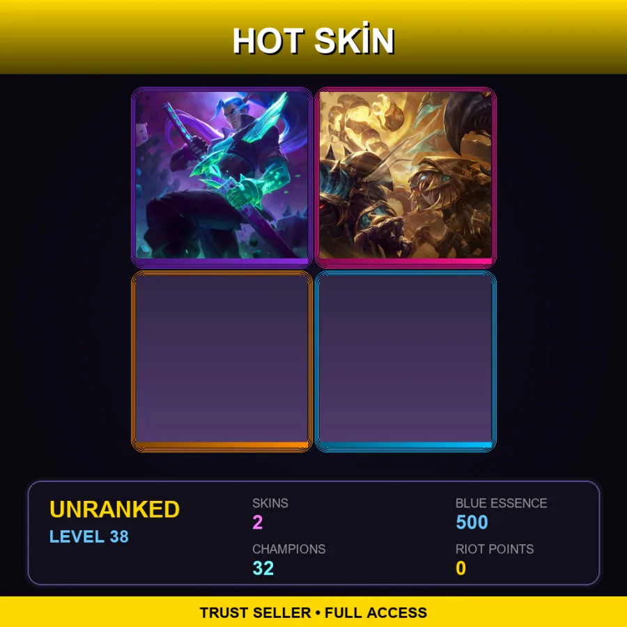 EUW | Lv38 | Unranked | 2 Skin | 32 Champ — LoL account