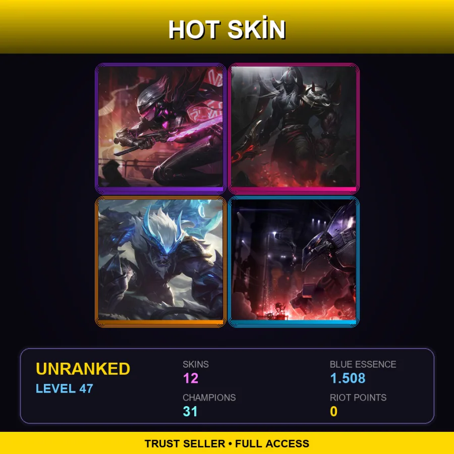 VN | Lv47 | Unranked | 12 Skin | 31 Champ — Blood Moon Aatrox