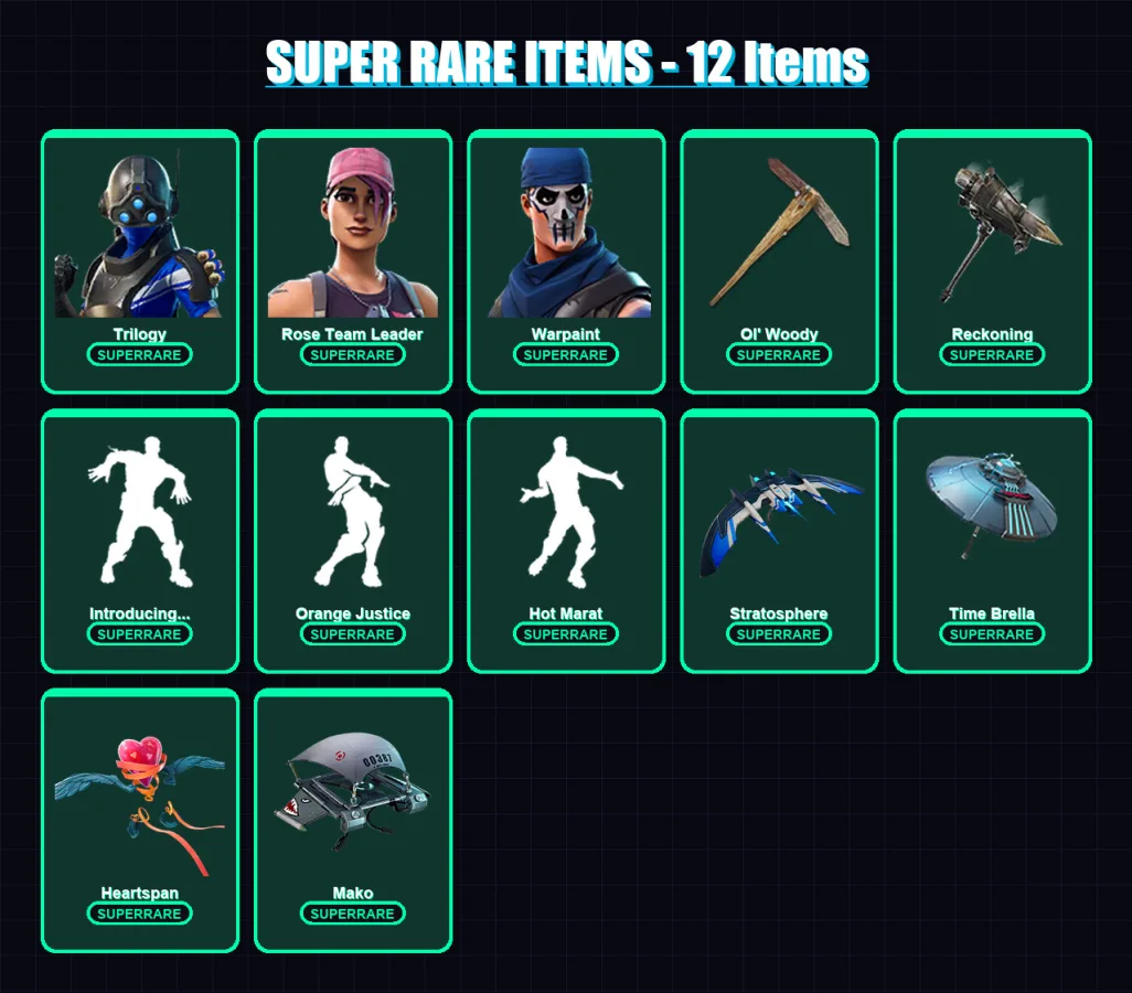 [PS4/PS5/XBOX/PC] | Trilogy | Rose Team Leader | Warpaint | Vendetta | The Prisoner | 56 skin | 71 pickaxe | 94 emote | 84 glider | Lv1471