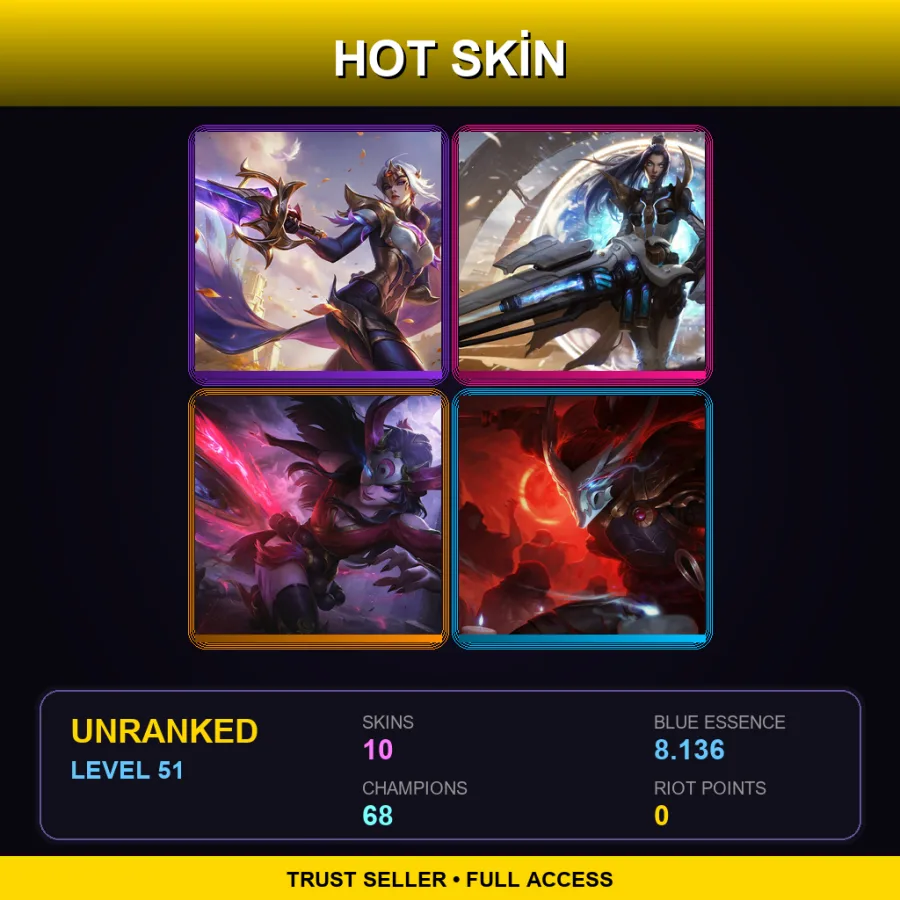 EUNE | Lv51 | Unranked | 10 Skin | 68 Champ — LoL account