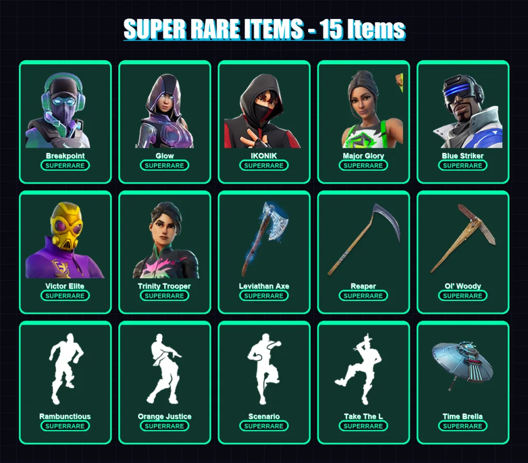 [PC/XBOX/PSN] | Breakpoint | Glow | IKONIK | Major Glory | Blue Striker | 378 skin | 240 pickaxe | 154 emote | 151 glider | Lv1840 — Fortnite account