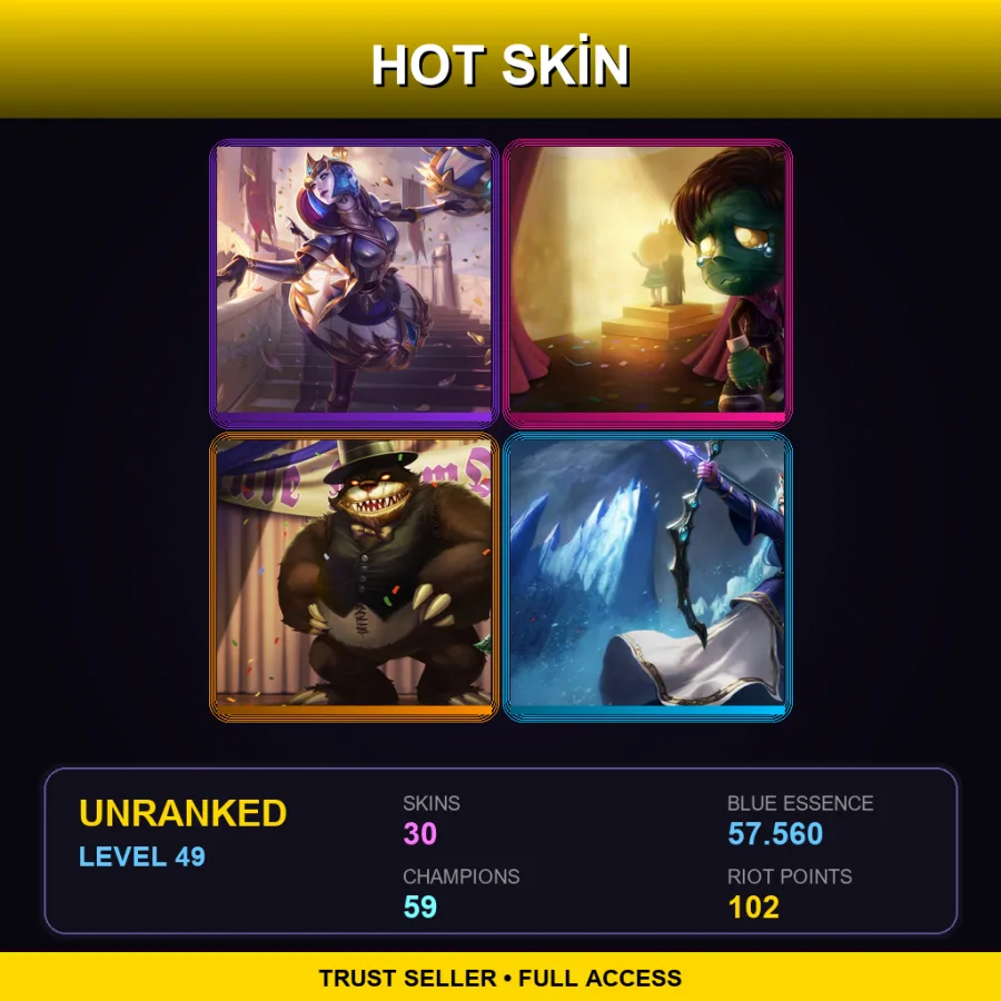 OCE | Lv49 | Unranked | 30 Skin | 59 Champ — LoL account