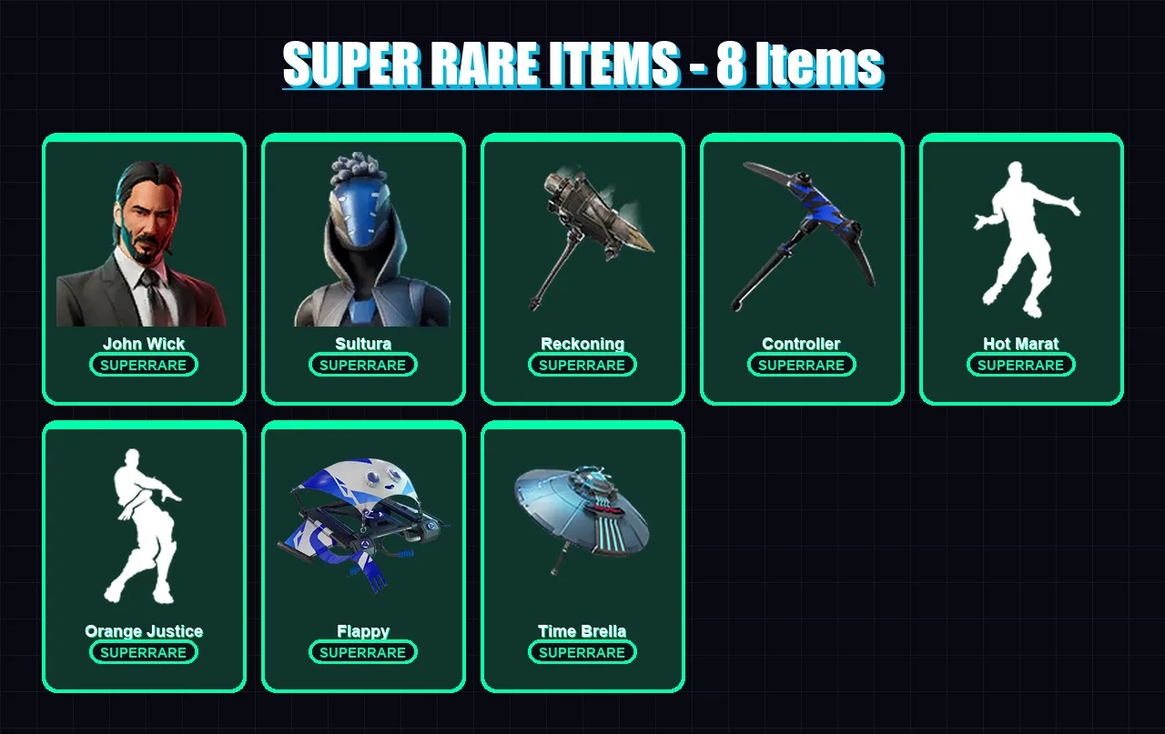 [PS4/PS5/XBOX/PC] | John Wick | Sultura | Red Knight | Deadfire | Magnus | 150 skin | 172 pickaxe | 167 emote | 158 glider | Lv3937
