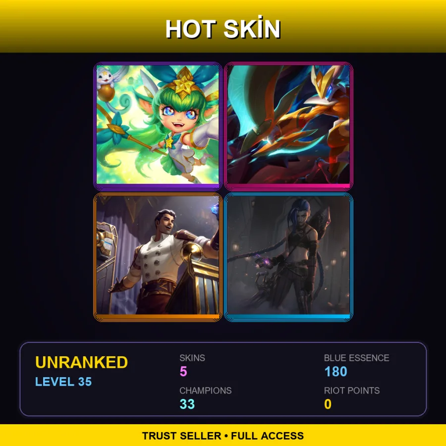 LAN | Lv35 | Unranked | 5 Skin | 33 Champ