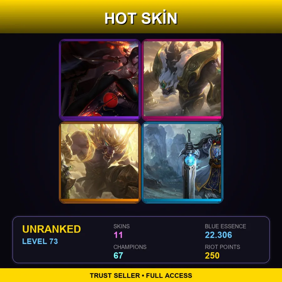 BR | Lv73 | Unranked | 11 Skin | 67 Champ — LoL account