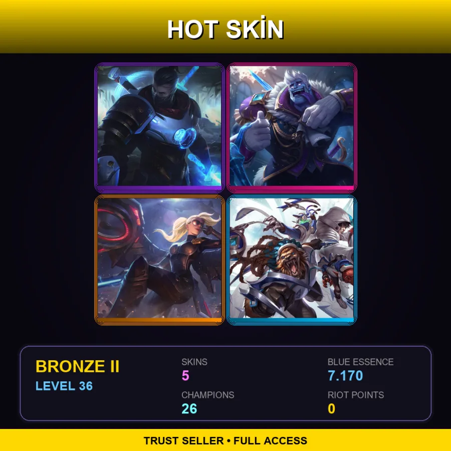 EUNE | Lv36 | Bronze II | 5 Skin | 26 Champ