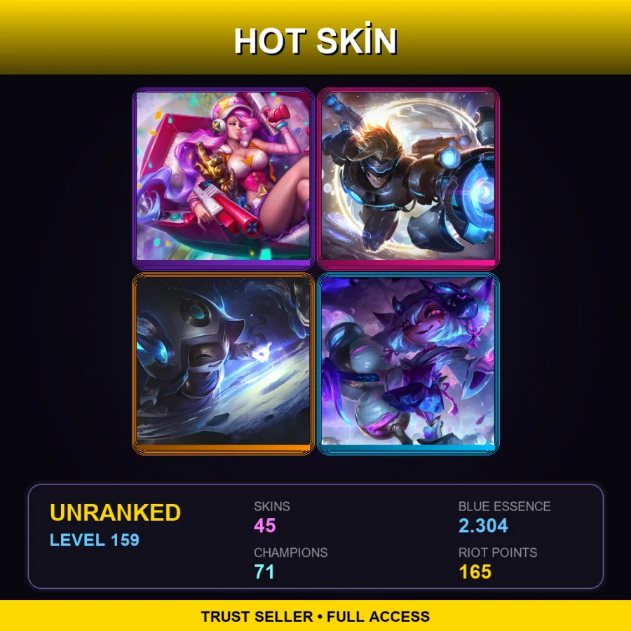EUNE | Lv159 | Unranked | 45 Skin | 71 Champ — LoL account