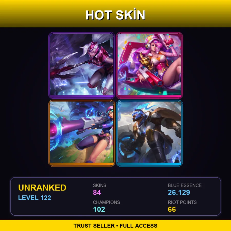 NA | Lv122 | Unranked | 84 Skin | 102 Champ — LoL account