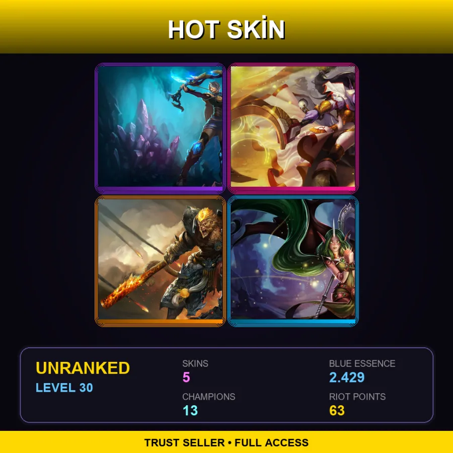 EUW | Lv30 | Unranked | 5 Skin | 13 Champ
