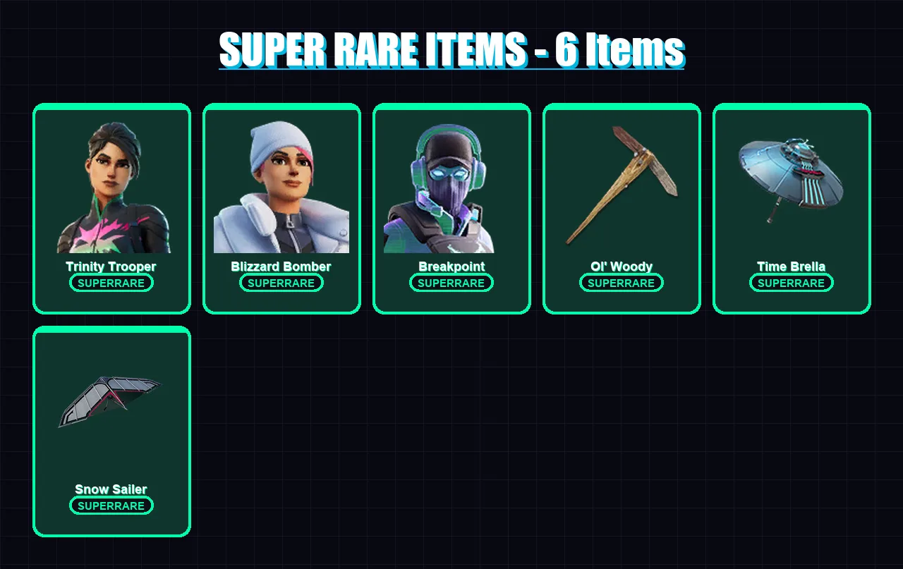 [PS4/PS5/XBOX/PC] | Trinity Trooper | Blizzard Bomber | Breakpoint | Driftwalker | Predator | 176 skin | 197 pickaxe | 123 emote | 147 glider | Lv21
