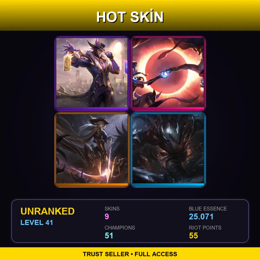RU | Lv41 | Unranked | 9 Skin | 51 Champ — LoL account