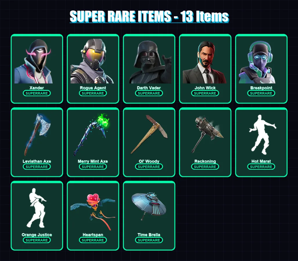 [PC/PSN] | Xander | Rogue Agent | Darth Vader | John Wick | Breakpoint | 284 skin | 306 pickaxe | 291 emote | 267 glider | Lv3228