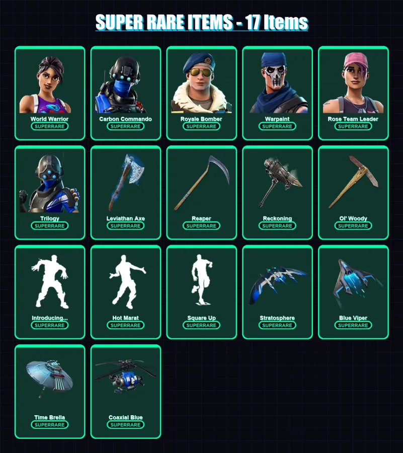 [PC/XBOX/PSN] | World Warrior | Carbon Commando | Royale Bomber | 132 skin | Lv1761