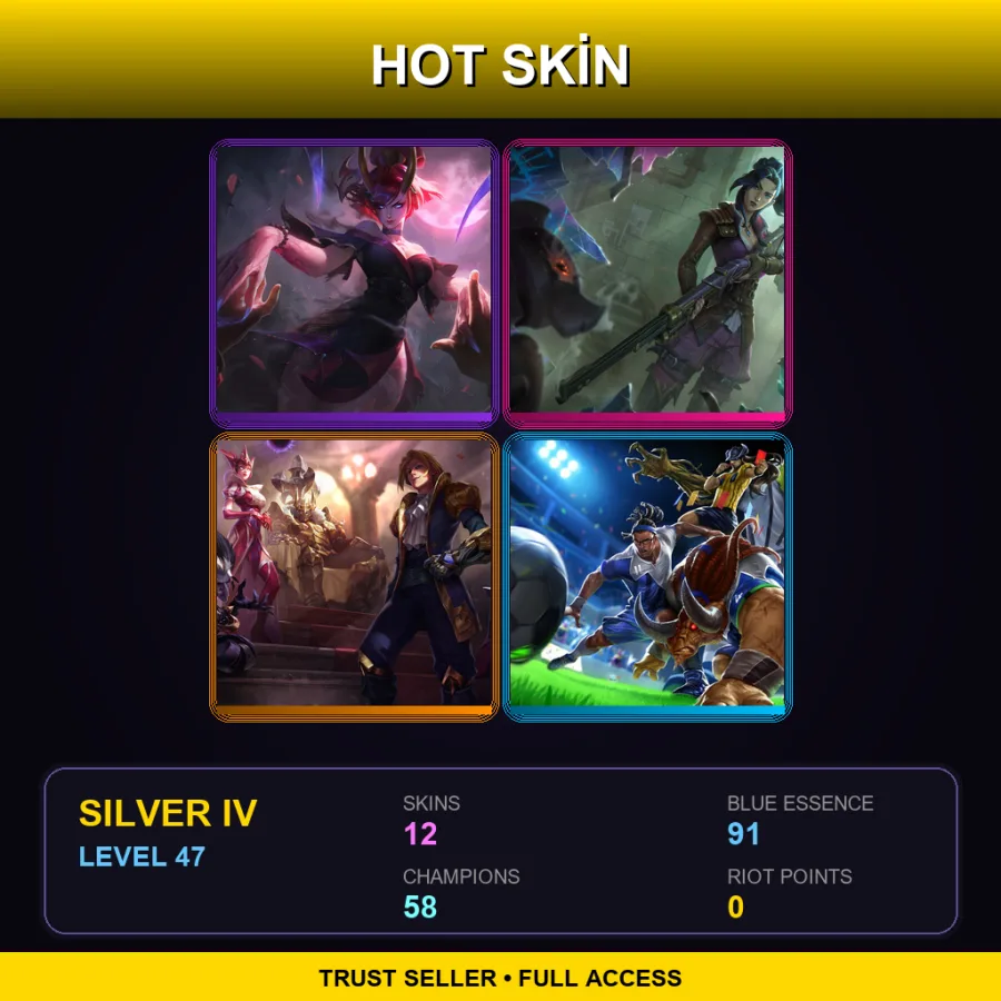 EUNE | Lv47 | Silver IV | 12 Skin | 58 Champ — LoL account