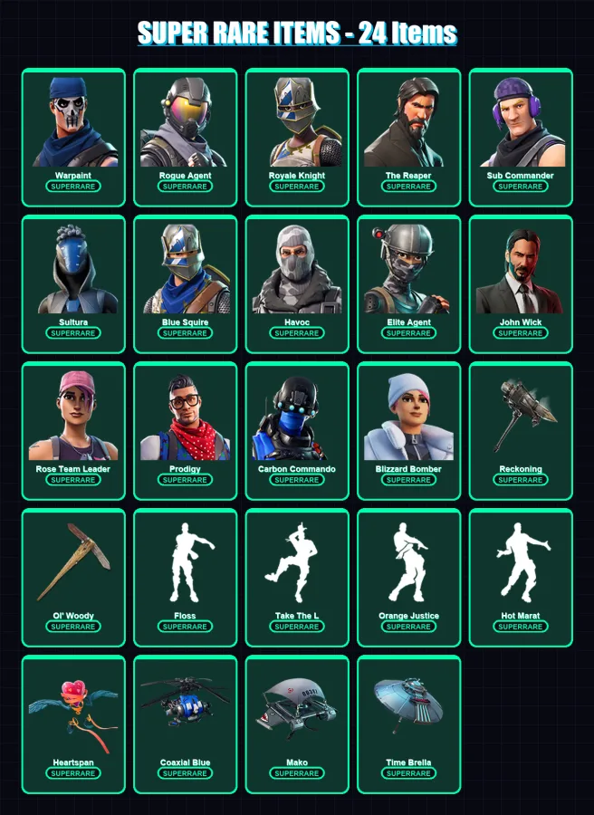 [PS4/PS5/XBOX/PC] | Warpaint | Rogue Agent | Royale Knight | The Reaper | Sub Commander | 105 skin | 79 pickaxe | 111 emote | 78 glider | Lv829 — Fortnite account