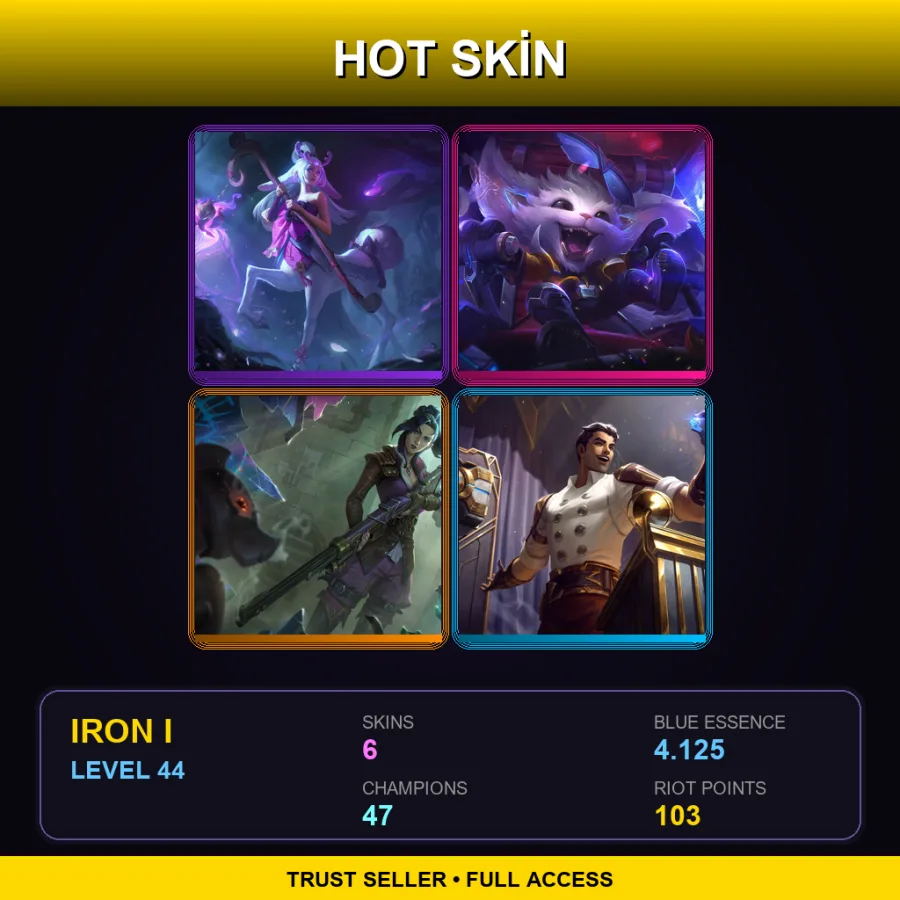 LAN | Lv44 | Iron I | 6 Skin | 47 Champ — LoL account