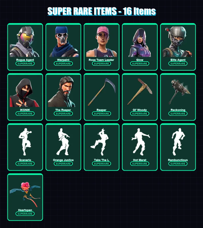 [PS4/PS5/XBOX/PC] | Rogue Agent | Warpaint | Rose Team Leader | Glow | Elite Agent | 81 skin | 56 pickaxe | 79 emote | 63 glider | Lv695 — Fortnite account