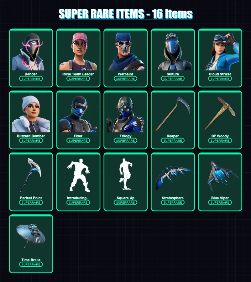 [PC/XBOX/PSN] | Xander | Rose Team Leader | Warpaint | Sultura | Cloud Striker | 207 skin | 245 pickaxe | 196 emote | 197 glider | Lv3992 — Game account