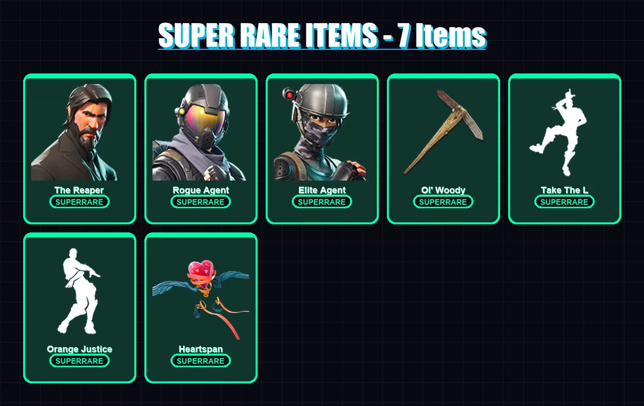 [PC/XBOX/PSN] | The Reaper | Rogue Agent | Elite Agent | The Visitor | Omega | 99 skin | 105 pickaxe | 90 emote | 66 glider | Lv790