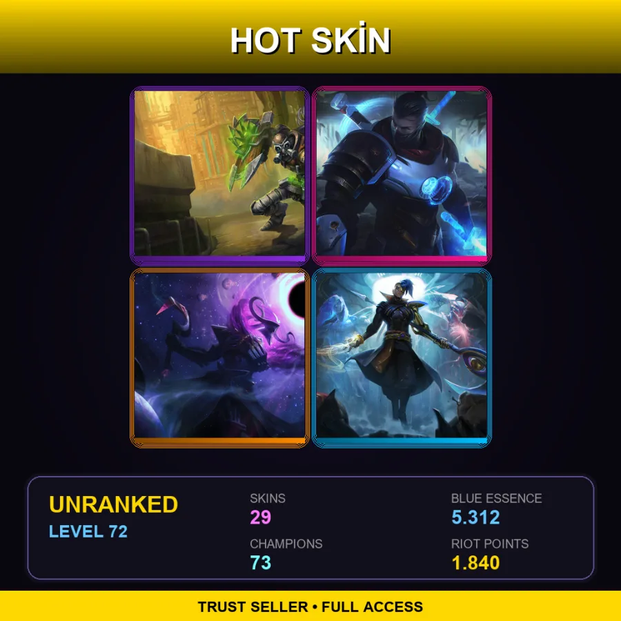 EUW | Lv72 | Unranked | 29 Skin | 73 Champ