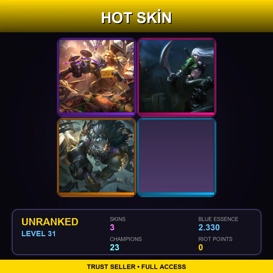 EUW | Lv31 | Unranked | 3 Skin | 23 Champ