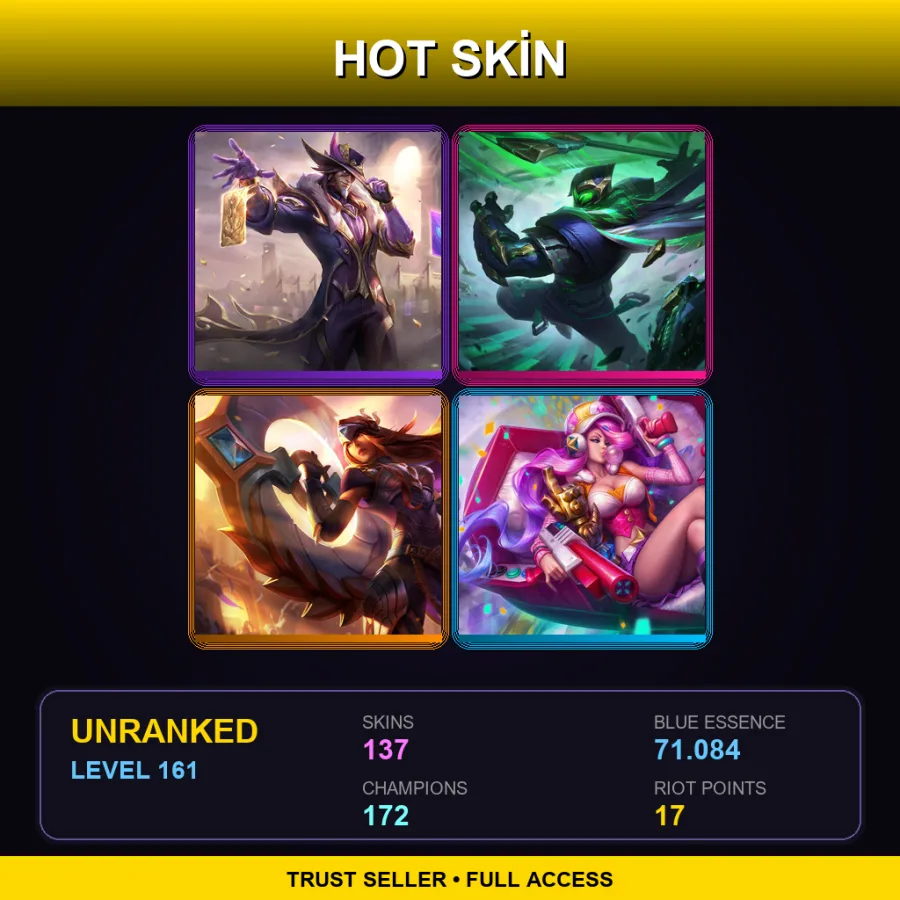 EUW | Lv161 | Unranked | 137 Skin | 172 Champ