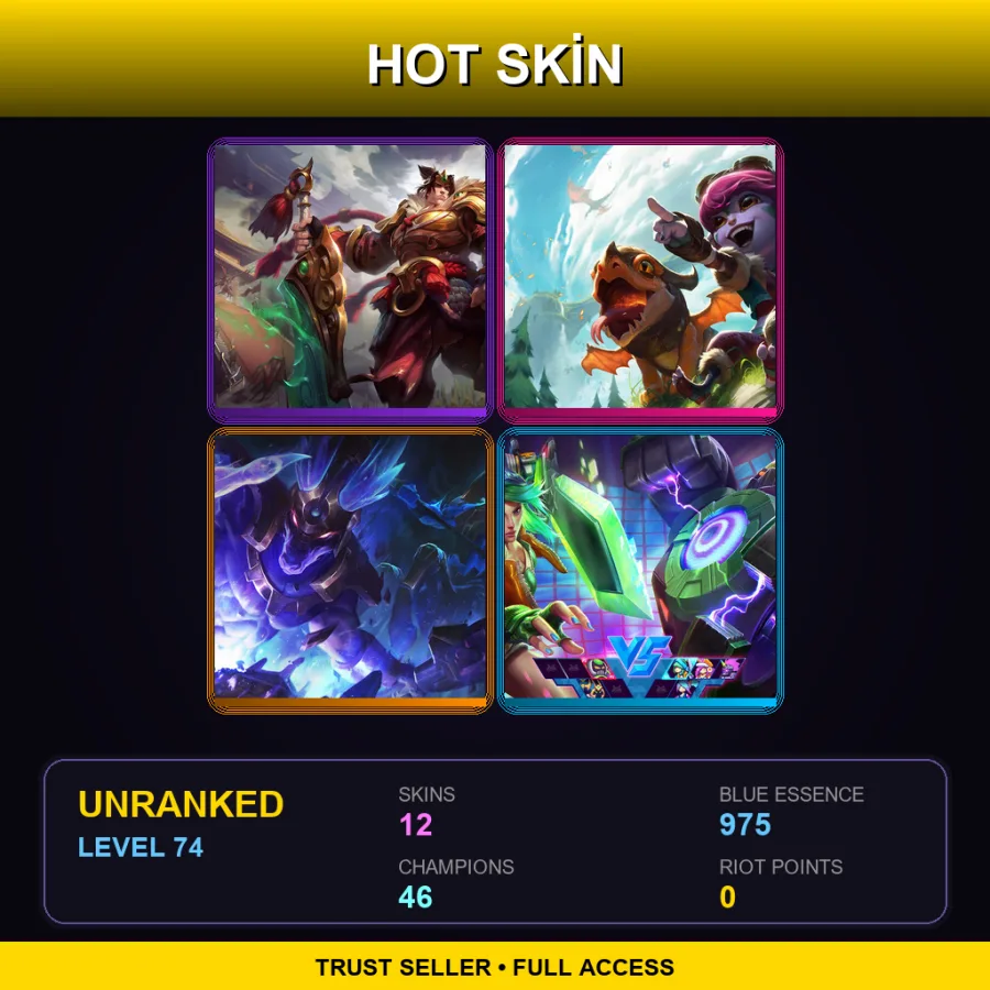 EUW | Lv74 | Unranked | 12 Skin | 46 Champ
