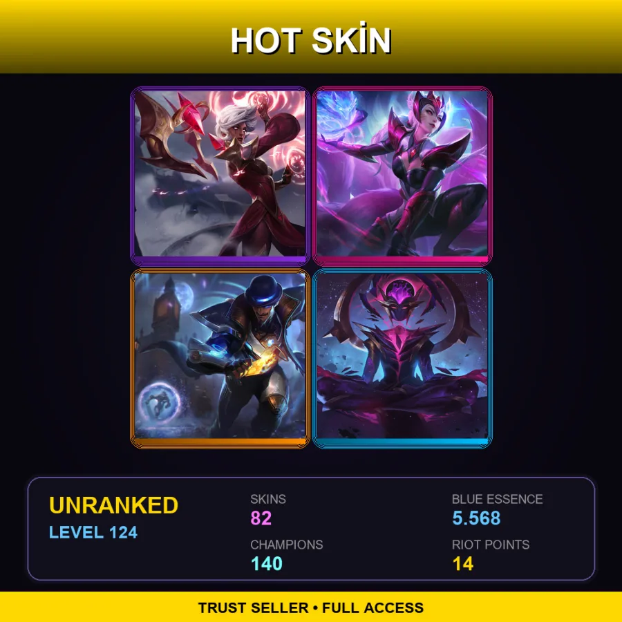 VN | Lv124 | Unranked | 82 Skin | 140 Champ — LoL account
