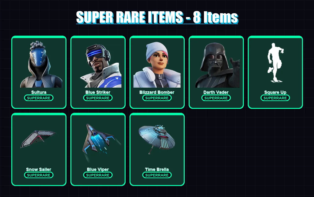 [PS4/PS5/XBOX/PC] | Sultura | Blue Striker | Blizzard Bomber | Darth Vader | The Origin | 86 skin | 131 pickaxe | 85 emote | 120 glider | Lv1932 — Fortnite account