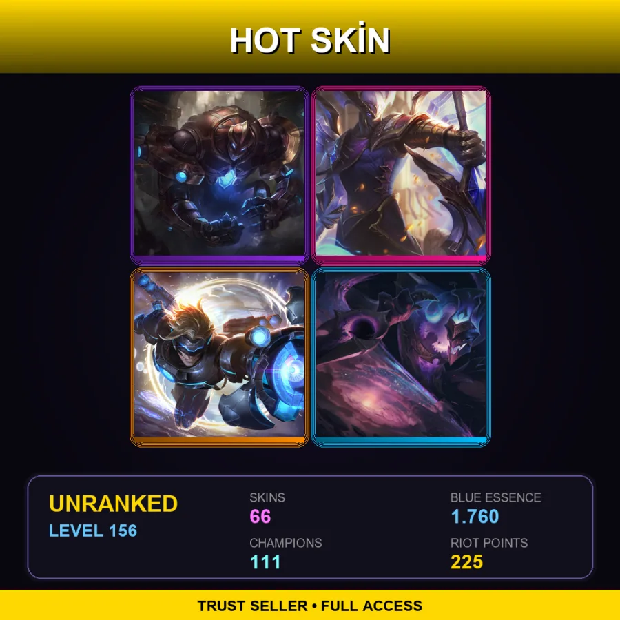 OCE | Lv156 | Unranked | 66 Skin | 111 Champ