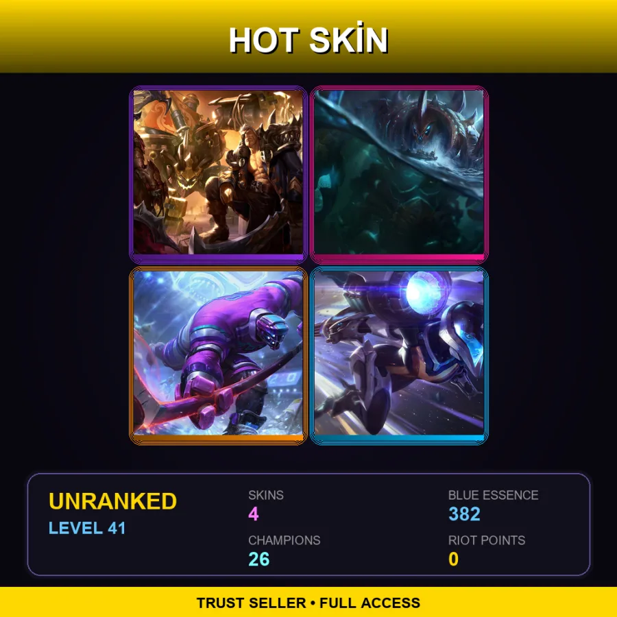TR | Lv41 | Unranked | 4 Skin | 26 Champ — LoL account