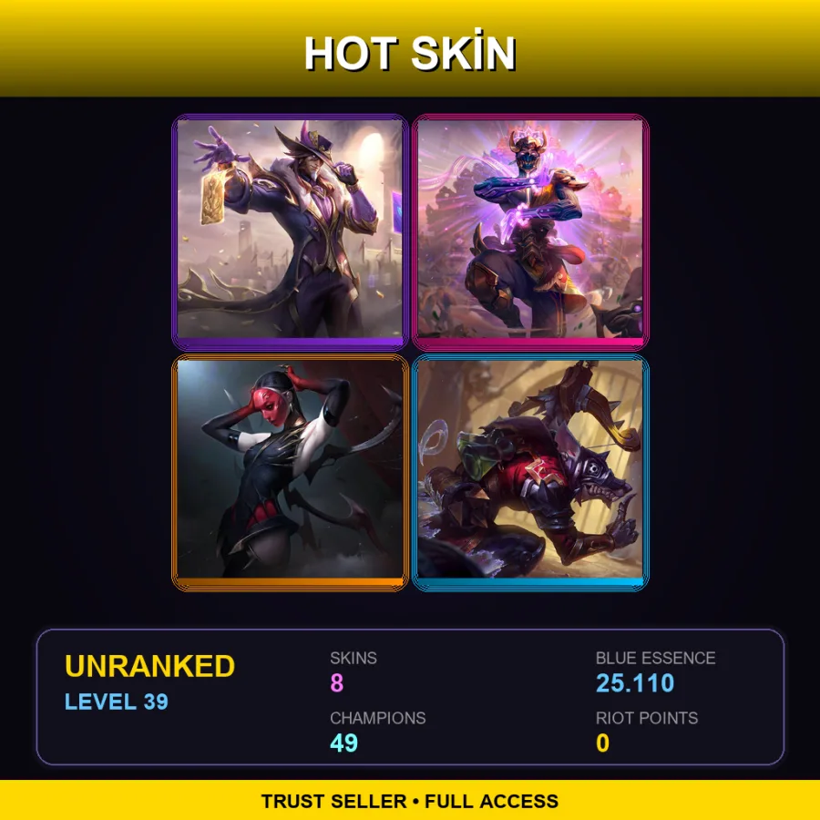 EUW | Lv39 | Unranked | 8 Skin | 49 Champ — LoL account