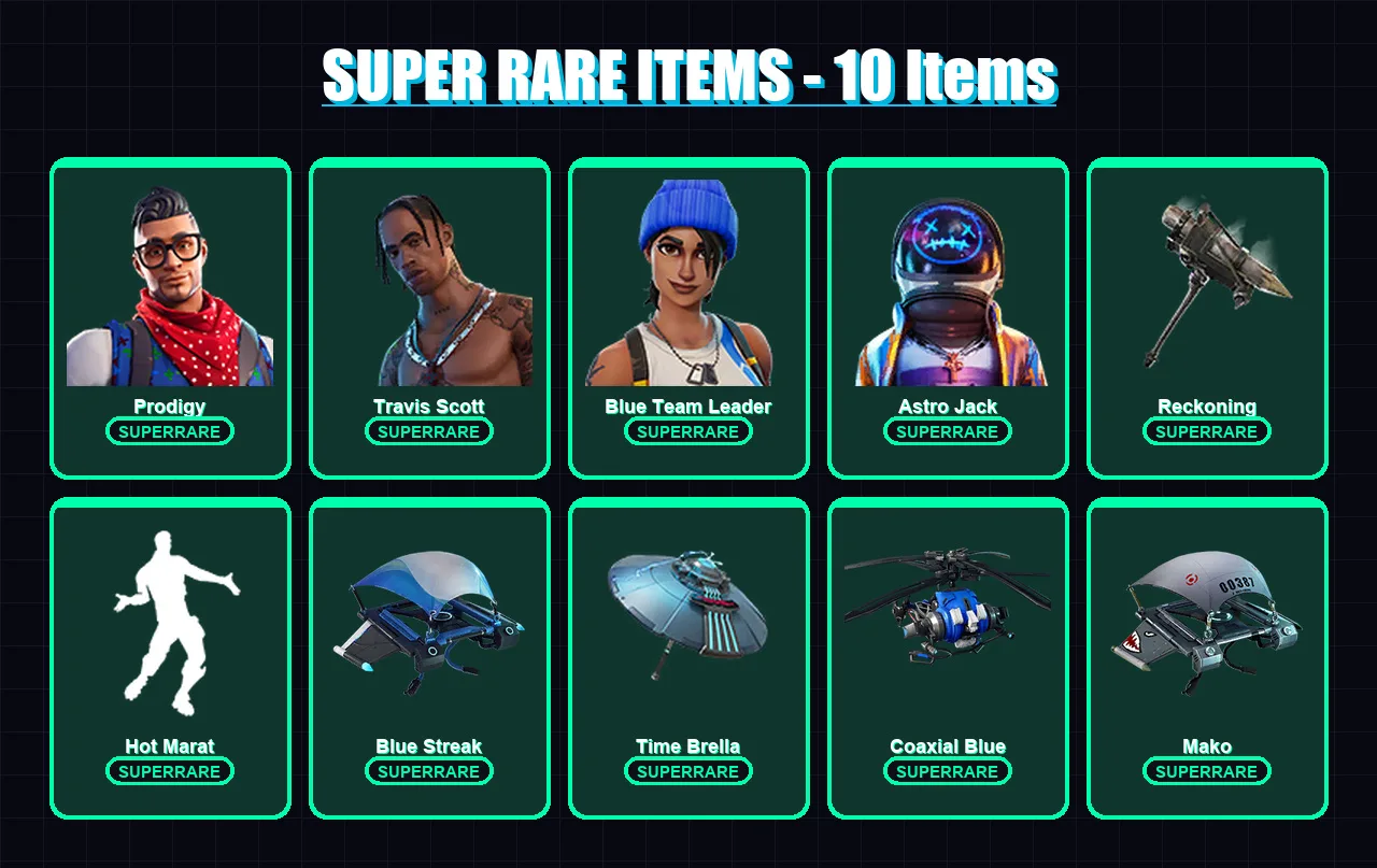 [PC/XBOX] | Prodigy | Travis Scott | Blue Team Leader | Astro Jack | Midas | 46 skin | 63 pickaxe | 67 emote | 76 glider | Lv928