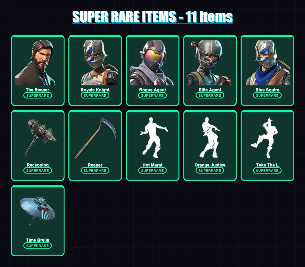 [PC/PSN] | The Reaper | Royale Knight | Rogue Agent | Elite Agent | Blue Squire | 161 skin | 159 pickaxe | 156 emote | 132 glider | Lv2101 — Fortnite account