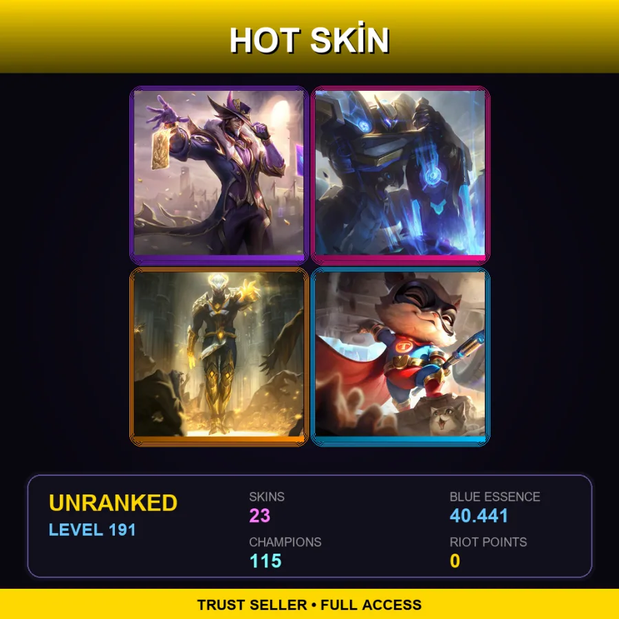 LAN | Lv191 | Unranked | 23 Skin | 115 Champ — Unranked / Smurf League of Legends