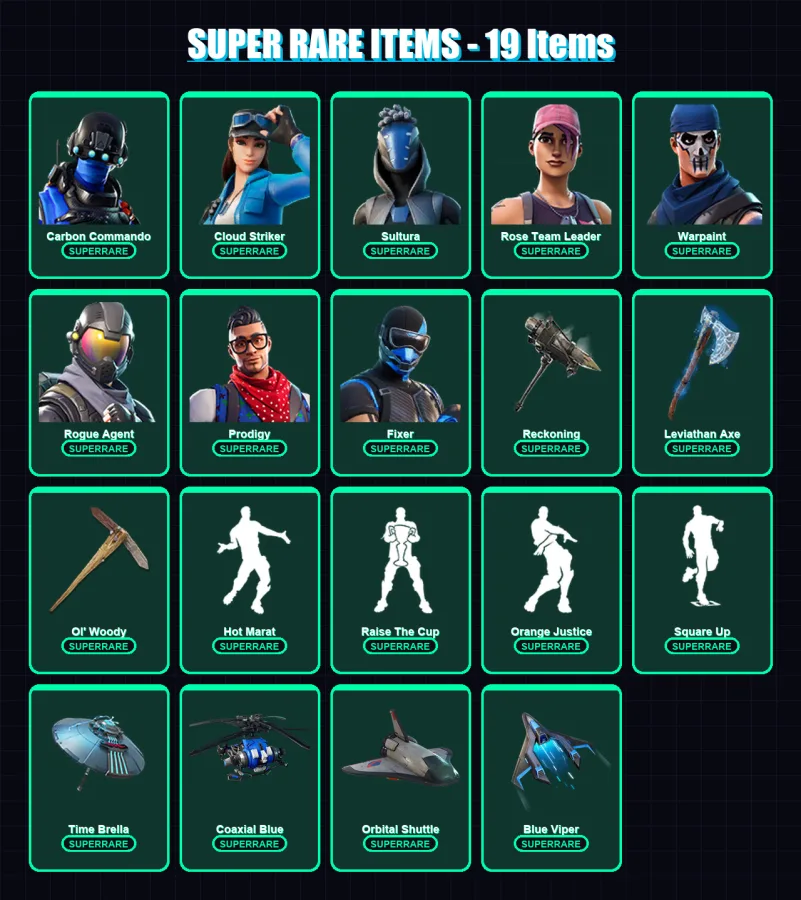 [PS4/PS5/XBOX/PC] | Carbon Commando | Cloud Striker | Sultura | Rose Team Leader | Warpaint | 112 skin | 149 pickaxe | 128 emote | 141 glider | Lv21 — Fortnite account