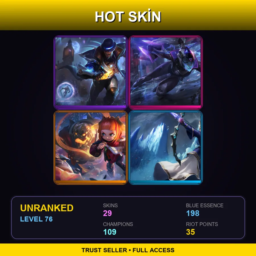 BR | Lv76 | Unranked | 29 Skin | 109 Champ