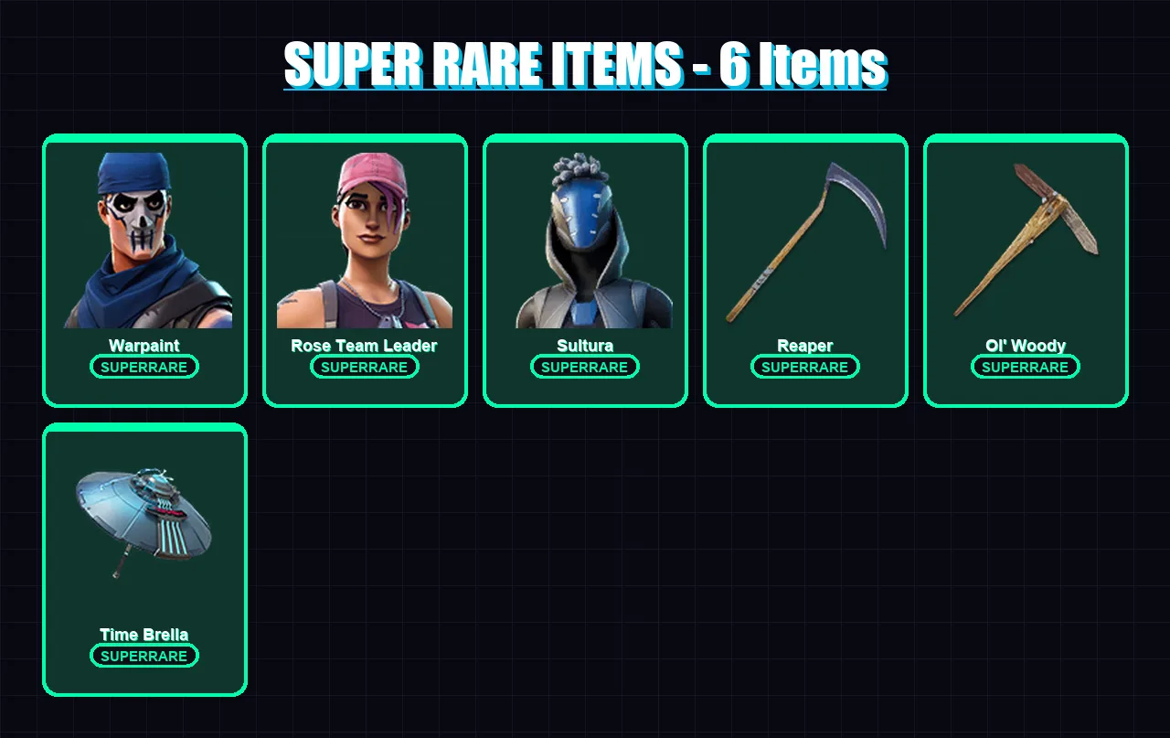 [PS4/PS5/XBOX/PC] | Warpaint | Rose Team Leader | Sultura | Fade | Era | 118 skin | 146 pickaxe | 83 emote | 112 glider | Lv1346