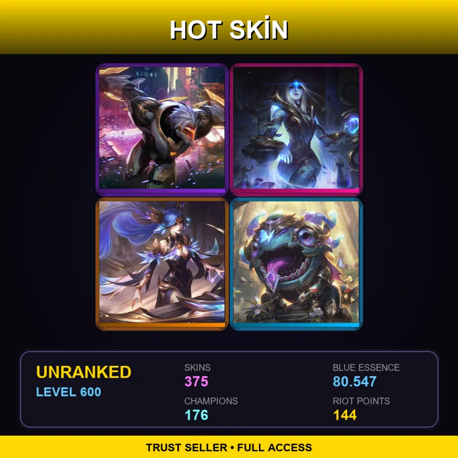 TR | Lv600 | Unranked | 375 Skin | 176 Champ