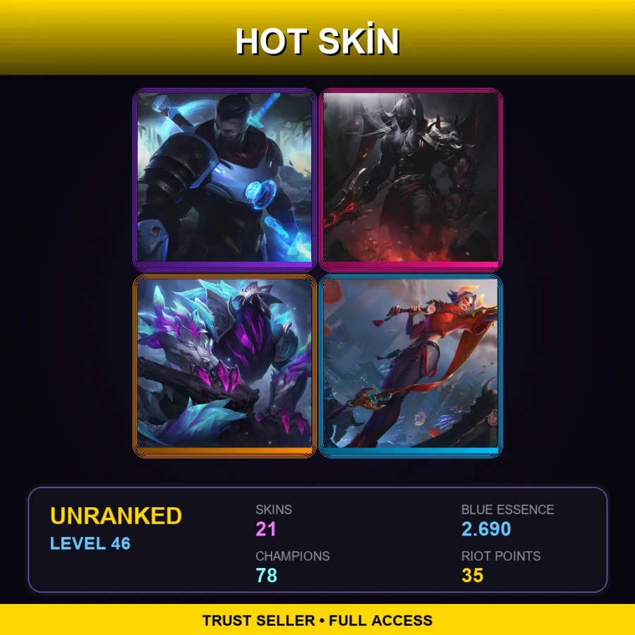 ME | Pulsefire Shen | Blood Moon Aatrox | Elderwood Rek'Sai | Lunar Beast Fiora | 21 Skin | 78 Champ | Lv46