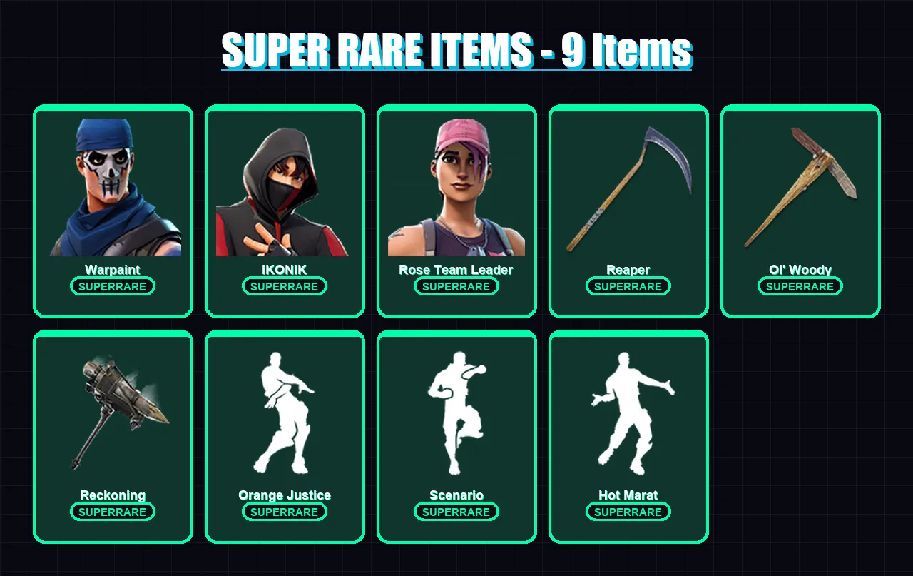 [PC] | Warpaint | IKONIK | Rose Team Leader | Frozen Love Ranger | Omen | 87 skin | 78 pickaxe | 72 emote | 67 glider | Lv620 — Fortnite account