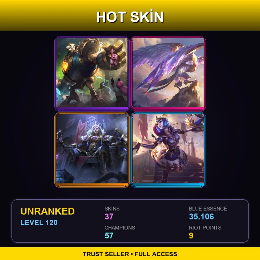 VN | Lv120 | Unranked | 37 Skin | 57 Champ — LoL account