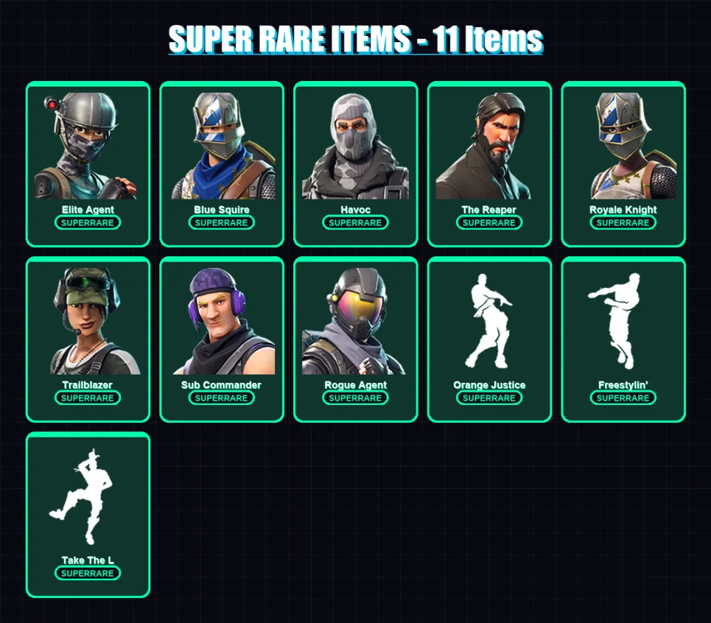 [PC/PSN] | Elite Agent | Blue Squire | Havoc | The Reaper | Royale Knight | 19 skin | 20 pickaxe | 21 emote | 20 glider | Lv315