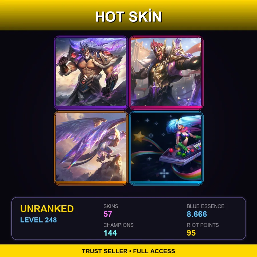 LAN | Lv248 | Unranked | 57 Skin | 144 Champ — Beast Hunter Tryndamere