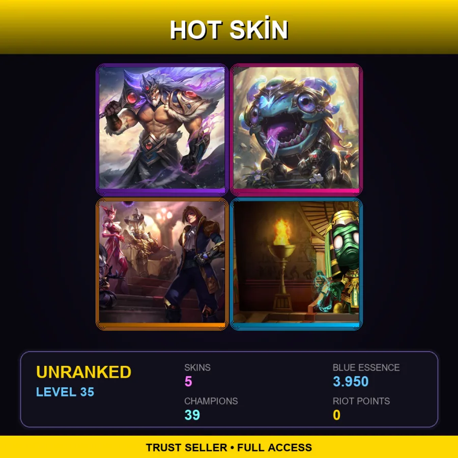 EUW | Lv35 | Unranked | 5 Skin | 39 Champ