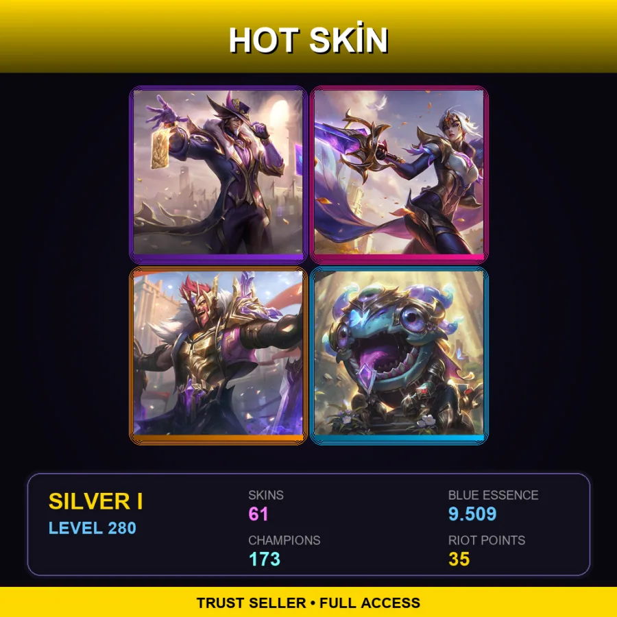 LAS | Lv280 | Silver I | 61 Skin | 173 Champ
